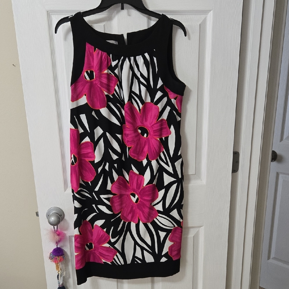 Dressbarn Pink and Black Floral Mini Dress